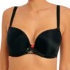 FREYA Rose Blossom Moulded Plunge T-Shirt Bra - Black -FREYA Shop braforme freya roseblossom aa402431 blk f