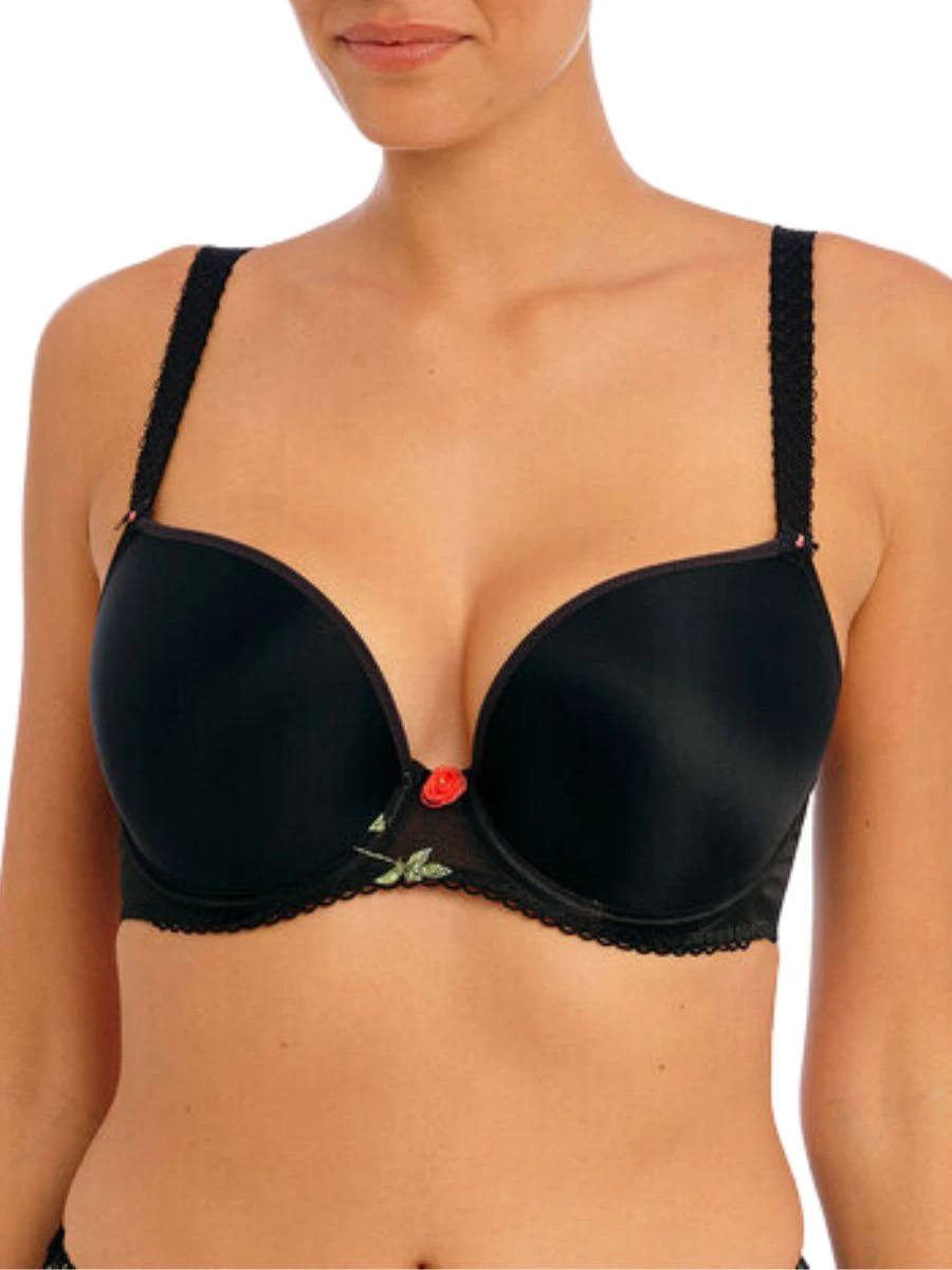 FREYA Rose Blossom Moulded Plunge T-Shirt Bra - Black 3 FREYA Rose Blossom Moulded Plunge T-Shirt Bra - Black