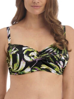 FANTASIE Palm Valley Twist Bandeau Bikini Top - Black -FREYA Shop braforme freya swimwear palm valley black uw twist bandeau bikini top fs6762 f2