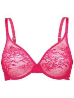 Gossard Glossies Lace Sheer Moulded Bra - Hot Pink -FREYA Shop braforme gossard 13001 hpk c1