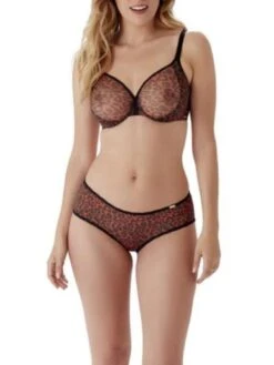Gossard Glossies Leopard Sheer Moulded Bra - Black/Red -FREYA Shop braforme gossard 13101 bkr fl