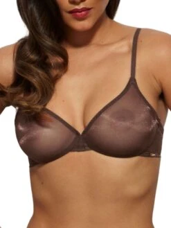 Gossard Glossies Sheer Moulded Bra - Rich Brown