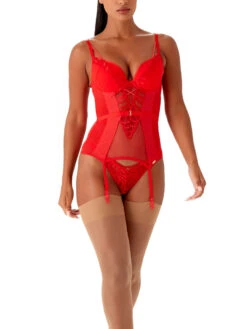 Gossard Fiesta Padded Plunge Basque - Fiesta Red