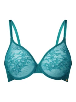 Gossard Glossies Lace Sheer Moulded Bra - Deep Teal -FREYA Shop braforme gossard glossies lace 13001 DTL cf