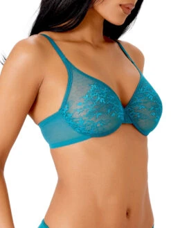 Gossard Glossies Lace Sheer Moulded Bra - Deep Teal -FREYA Shop braforme gossard glossies lace 13001 DTL s