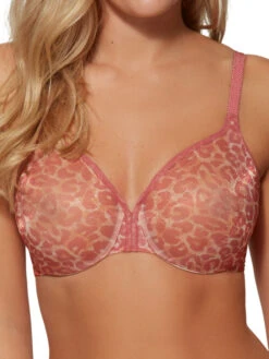 Gossard Glossies Leopard Sheer Moulded Bra - Blush Print