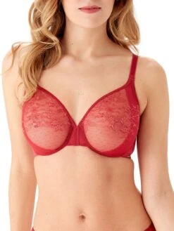 Gossard Glossies Lace Sheer Moulded Bra - Raspberry Blush