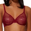 Gossard Glossies Lace Sheer Moulded Bra - Bordeaux -FREYA Shop braforme gossard lingerie glossies lace bra 13001 bor f