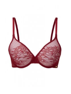Gossard Glossies Lace Sheer Moulded Bra - Bordeaux -FREYA Shop braforme gossard lingerie glossies lace bra 13001 bor fp