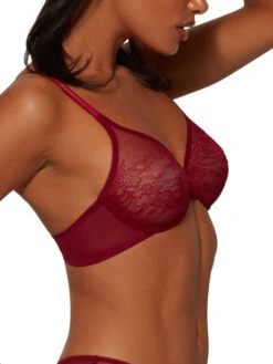 Gossard Glossies Lace Sheer Moulded Bra - Bordeaux -FREYA Shop braforme gossard lingerie glossies lace bra 13001 bor s1