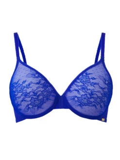 Gossard Glossies Lace Sheer Moulded Bra - Electric Blue -FREYA Shop braforme gossard lingerie glossies lace bra ebu 13001 fp