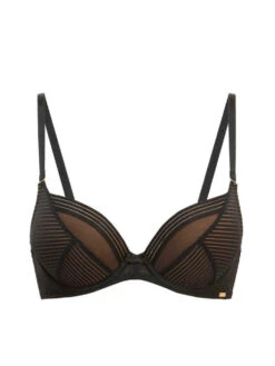 Gossard Sheer Stripe Padded Plunge Bra - Black -FREYA Shop braforme gossard sheer stripe padded plunge bra 18801 blk black p