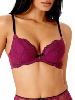 Gossard Superboost Lace Padded Plunge Bra - Purple Potion