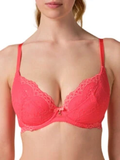 Gossard Superboost Lace Padded Plunge Bra - Sugar Coral -FREYA Shop braforme gossard superboost lace 7711 SUG 2f