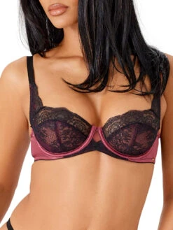 Gossard VIP Confession Balcony Bra - Burgundy/Black