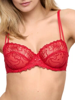 MARIE JO Jane Horizontal Seam Balcony Bra - True Red