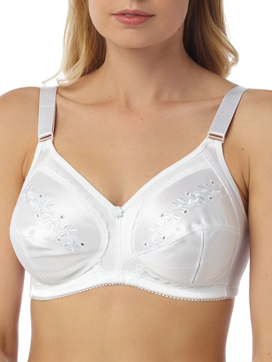 Embroidered Full Cup Bra - White 3 Embroidered Full Cup Bra - White