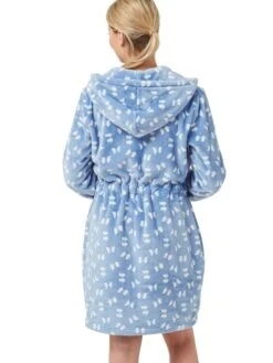 Printed Fleece Robe -FREYA Shop braforme nightwear 34653 shadow blue b 402596cb 2c9f 49db b123 7b50e1f951fa