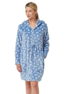 Printed Fleece Robe -FREYA Shop braforme nightwear 34653 shadow blue f a9fb16a9 ec26 475b 8bd8 4e4de6fa6c93