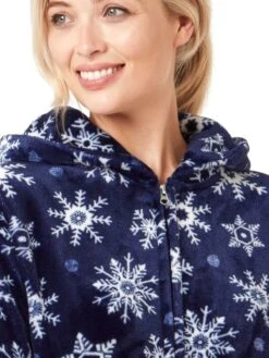 Printed Fleece Robe -FREYA Shop braforme nightwear 38094 navy blue s1 f45b3037 ded7 41d5 b270 adf9506d90d5