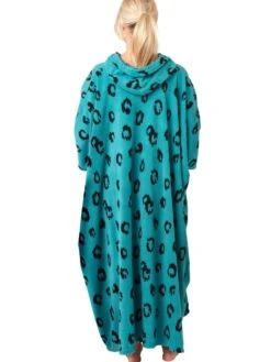 Bold Animal Print Fleece Poncho -FREYA Shop braforme nightwear 38314 teal b