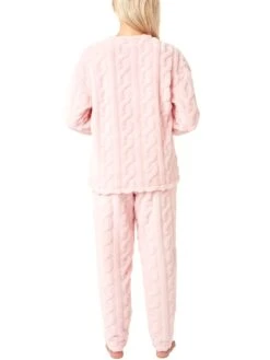 Cable Knit Fleece Pyjama Set 19 Cable Knit Fleece Pyjama Set -FREYA Shop braforme nightwear 38581 pink b