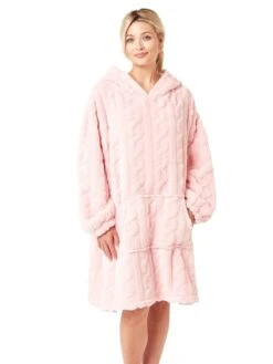 Cable Knit Fleece Poncho -FREYA Shop braforme nightwear 38582 pink f
