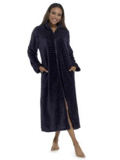 Fleece Housecoat -FREYA Shop braforme nightwear ln333 navy f1