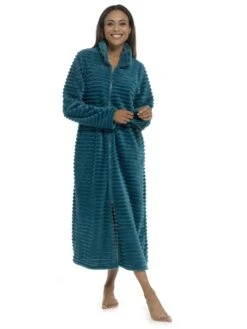Fleece Housecoat -FREYA Shop braforme nightwear ln334 teal f1