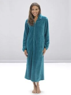 Fleece Housecoat -FREYA Shop braforme nightwear ln334 teal ls