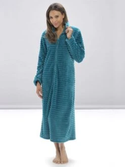 Fleece Housecoat -FREYA Shop braforme nightwear ln334 teal ls1