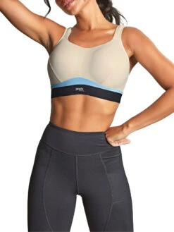 Panache Boundless Non Wired Racerback Sports Bra - Chalk/Black -FREYA Shop braforme panache boundless 7341M B16 2f