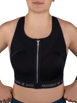 Shock Absorber InfinitY Power Zip Front Sports Bra - Black -FREYA Shop braforme shock absorber infinitY power U10058 BLK 2f