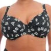 ELOMI Plain Sailing Plunge Bikini Top - Black Daisy -FREYA Shop braforme swim elomi plain 20sailing 7274 bdy front