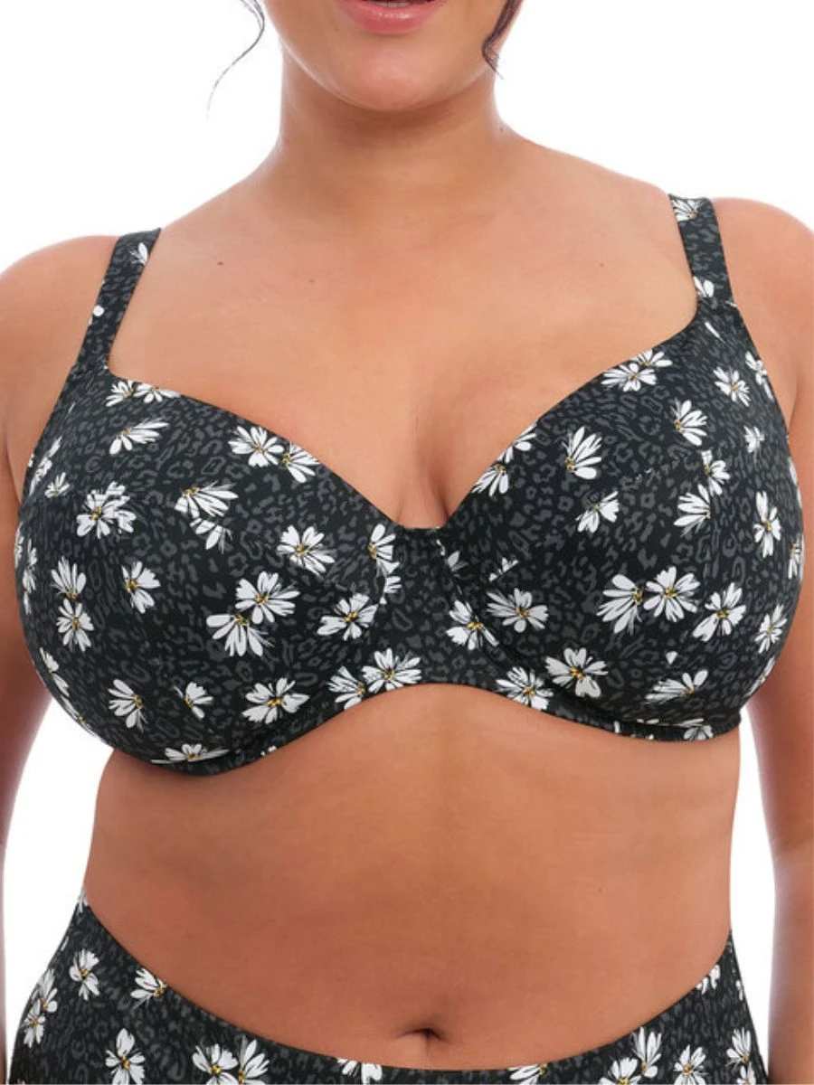ELOMI Plain Sailing Plunge Bikini Top - Black Daisy 3 ELOMI Plain Sailing Plunge Bikini Top - Black Daisy