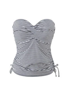 Panache Anya Stripe Bandeau Tankini - Black/White -FREYA Shop braforme swimwear panache anya stripe tankini top black white sw0891 p
