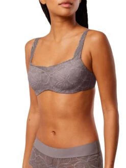 Triumph Body Make-Up Illusion Lace Padded Balcony Bra - Pigeon Grey -FREYA Shop braforme triumph body make up illusion lace 10219845 2f