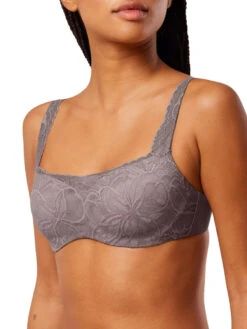 Triumph Body Make-Up Illusion Lace Padded Balcony Bra - Pigeon Grey