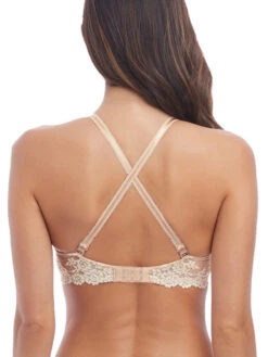 Wacoal Embrace Lace Plunge Underwire Bra - Naturally Nude/Ivory -FREYA Shop braforme wa853291 271 wacoal lingerie embrace lace nude plunge underwired bra b1