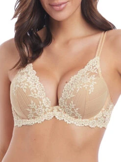 Wacoal Embrace Lace Plunge Underwire Bra - Naturally Nude/Ivory