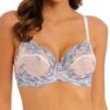 Wacoal Embrace Lace Underwire Bra - Pastel Parchment/Blue Multi -FREYA Shop braforme wacoal embrace 20lace 65191 177 front