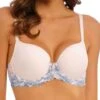 Wacoal Embrace Lace Contour Bra - Pastel Parchment/Blue Multi -FREYA Shop braforme wacoal embrace 20lace 853191 177 front