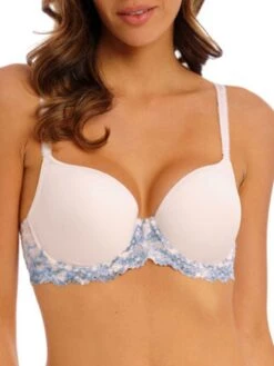 Wacoal Embrace Lace Contour Bra - Pastel Parchment/Blue Multi