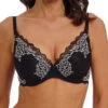 Wacoal Lace Perfection Plunge Push Up Bra - Black/Ivory -FREYA Shop braforme wacoal lace perfection WE135003 BAI f