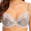 Wacoal Embrace Lace Underwire Bra - Smoke/Crystal Pink -FREYA Shop braforme wacoal lingerie embrace lace wa065191 bra 086 f