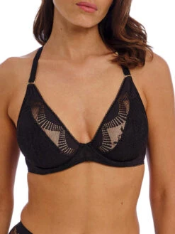 Wacoal Sensu Lace Plunge Bra - Black -FREYA Shop braforme wacoal sensu lace WE601202 BLK 2f