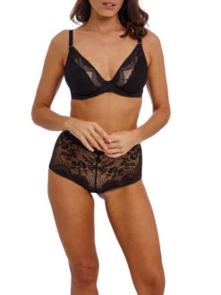 Wacoal Sensu Lace Plunge Bra - Black -FREYA Shop braforme wacoal sensu lace WE601202 BLK 3f