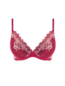 Wacoal Lace Perfection Plunge Push Up Bra - Cerise -FREYA Shop braforme 20 20wacoal 20lace 20perfection 20plunge 20bra 20we135003 20cee 20cerise 20p