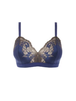 Wacoal Lace Affair Bralette - Blue Print/Chocolate Brown -FREYA Shop braforme 20 wa852256 464 primary wacoal lingerie lace affair blue print with chocolate brown bralette p