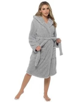 Fleece Hooded Robe -FREYA Shop braforme 20nightwear 20dressing 20gown 20print 20 20ln1395 grey f ce4dc664 9949 4256 a2f8 413374eddaa2
